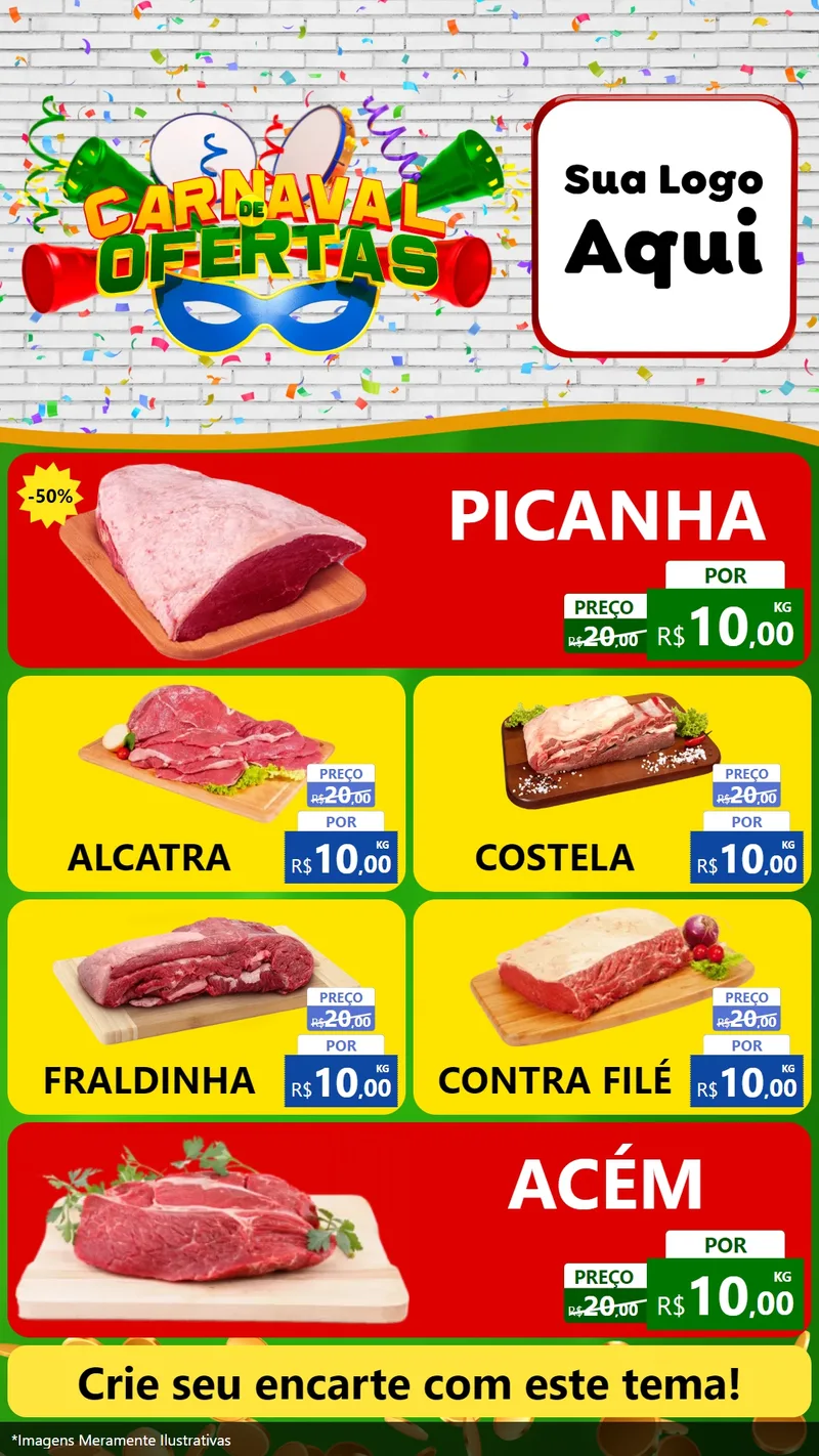Modelo de TV para TV Vertical com o tema Carnaval de Ofertas para Açougue