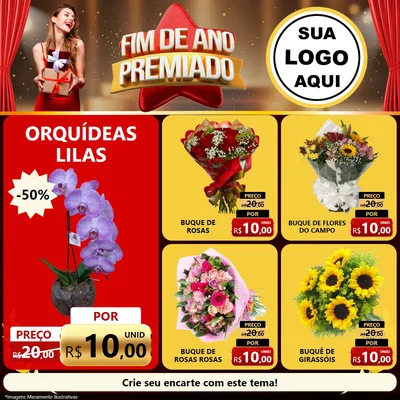 Modelo de Rede Social para Feed Facebook com o tema Fim de Ano Premiado para Floricultura e jardim