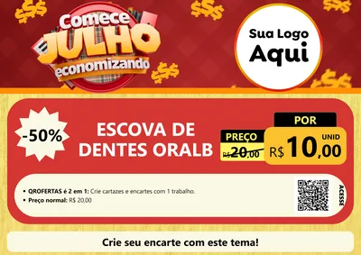 Modelo de Cartaz para Cartaz A4 Horizontal com o tema Comece Julho Economizando para Higiene Pessoal