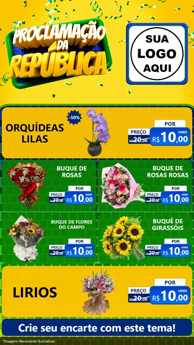 Modelo de TV para TV Vertical com o tema Proclamação da República para Floricultura e jardim