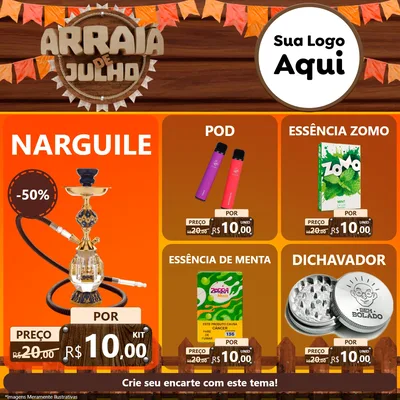 Modelo de Rede Social para Feed Facebook com o tema Arraiá de Julho - Junina para Tabacaria