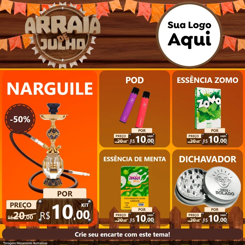 Modelo de Rede Social para Feed Facebook com o tema Arraiá de Julho - Junina para Tabacaria