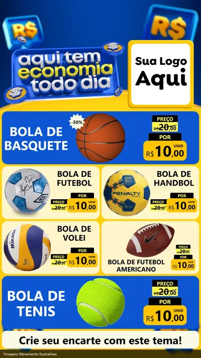 Modelo de TV para TV Vertical com o tema Aqui Tem Economia Todo Dia para Artigos Esportivos