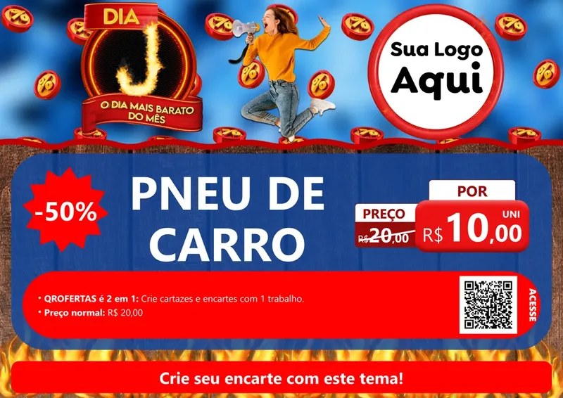 Modelo de Cartaz para Cartaz A4 Horizontal com o tema Dia J - O Dia Mais Barato Do Mês para Auto peças