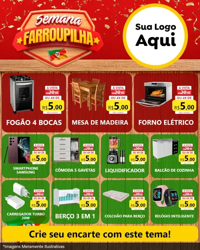 Modelo de Rede Social para Feed Instagram com o tema Semana Farroupilha para Móveis e Eletro