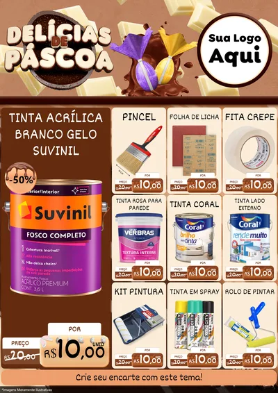 Modelo de Encarte para Encarte A4 Vertical com o tema Delícias de Páscoa para Tintas e Ferramentas