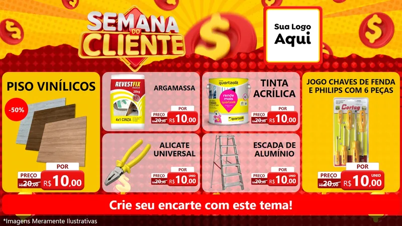Modelo de TV para TV Horizontal com o tema Semana do Cliente para Material para Construção
