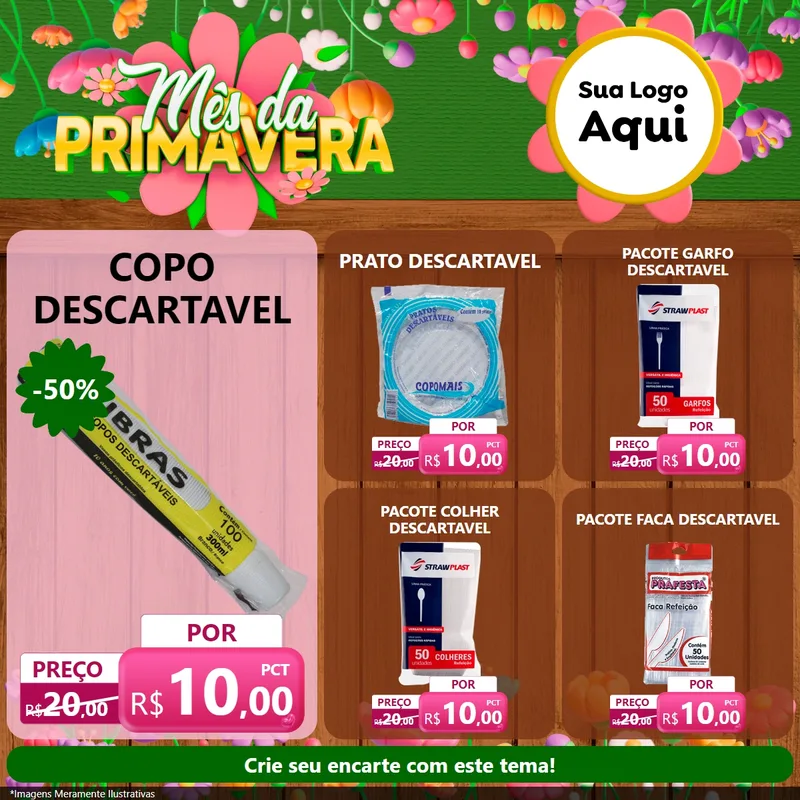 Modelo de Rede Social para Feed Facebook com o tema Mês da Primavera para Embalagens