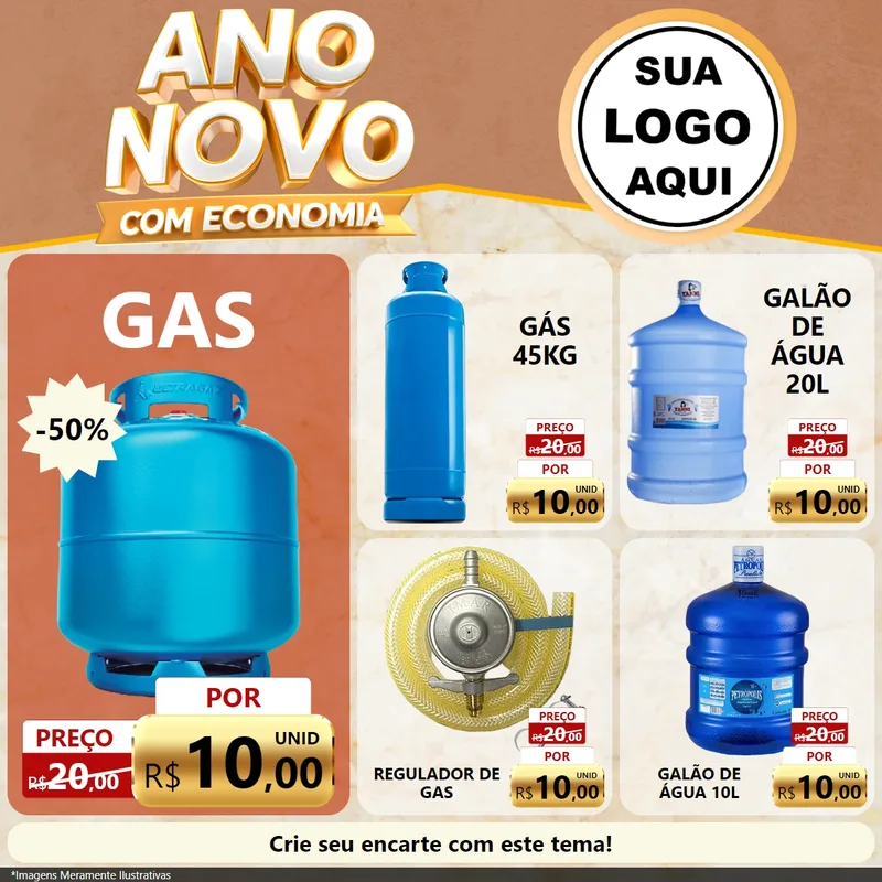 Modelo de Rede Social para Feed Facebook com o tema Ano Novo Com Economia para Água e gás