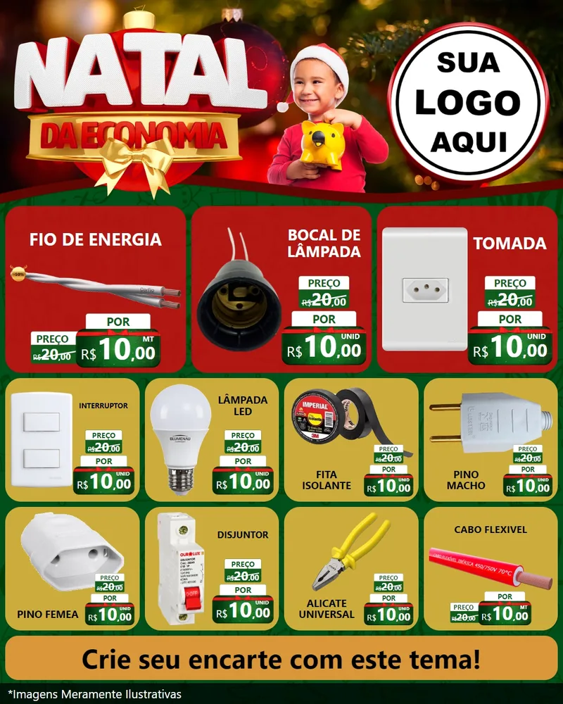 Modelo de Rede Social para Feed Instagram com o tema Natal da Economia para Materiais Elétricos
