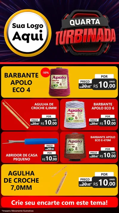Modelo de TV para TV Vertical com o tema Quarta Turbinada para Armarinho e Aviamentos