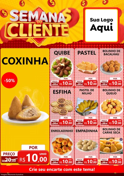 Modelo de Encarte para Encarte A4 Vertical com o tema Semana do Cliente para Salgadaria