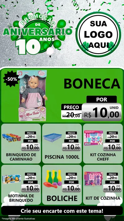 Modelo de Rede Social para Stories com o tema Promoção de Aniversário - 10 Anos para Brinquedos