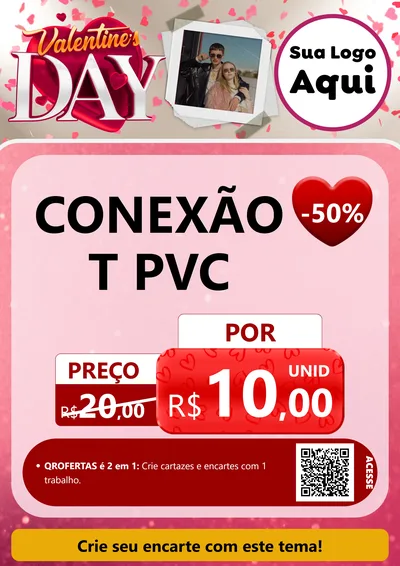 Modelo de Cartaz para Cartaz A4 Vertical com o tema Valentine's Day para Tubos e conexões
