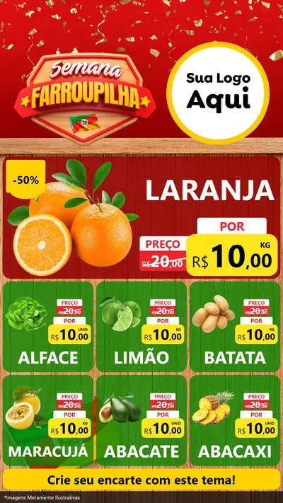 Modelo de Rede Social para Stories com o tema Semana Farroupilha para Hortifrúti
