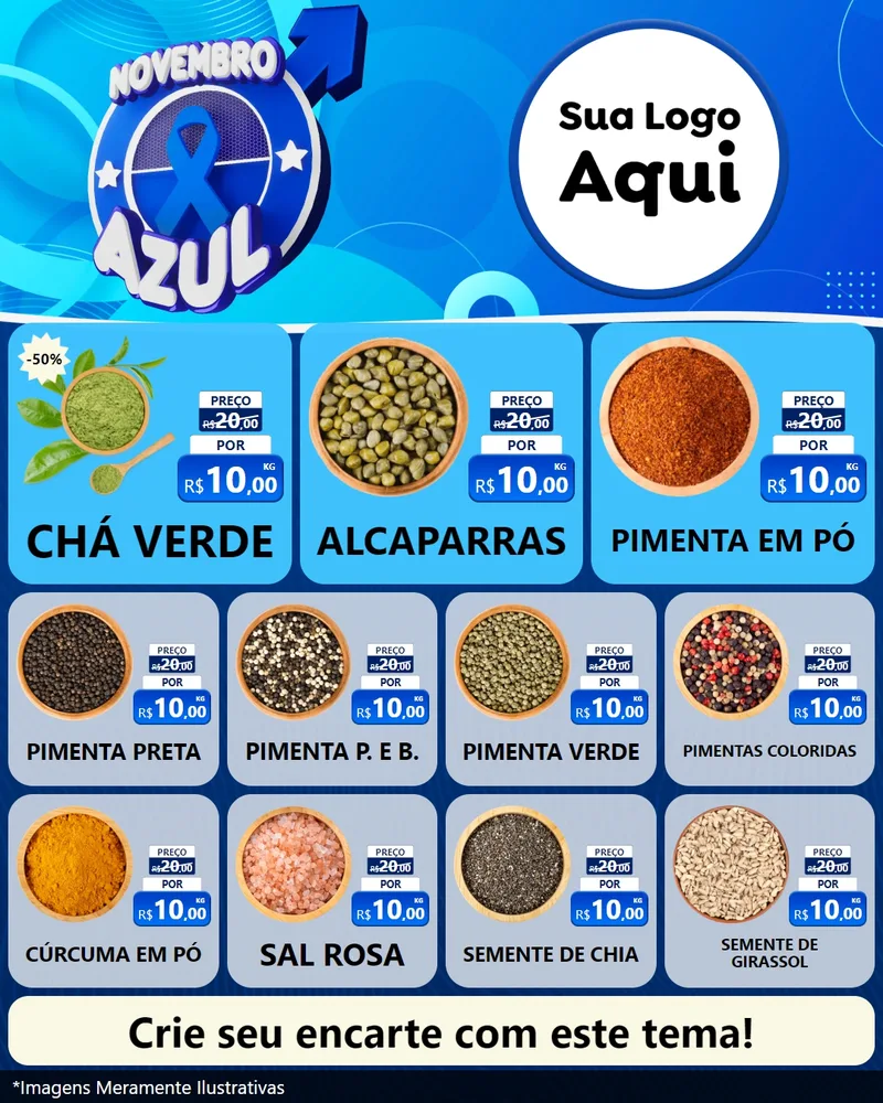 Modelo de Rede Social para Feed Instagram com o tema Novembro Azul para Produtos Naturais