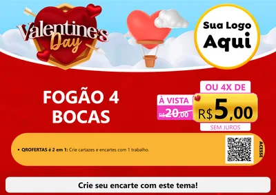 Modelo de Cartaz para Cartaz A4 Horizontal com o tema Valentine's Day para Móveis e Eletro
