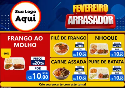 Modelo de Encarte para Encarte A4 Horizontal com o tema Fevereiro Arrasador para Restaurante