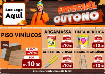 Modelo de Encarte para Encarte A4 Horizontal com o tema Especial Outono para Material para Construção