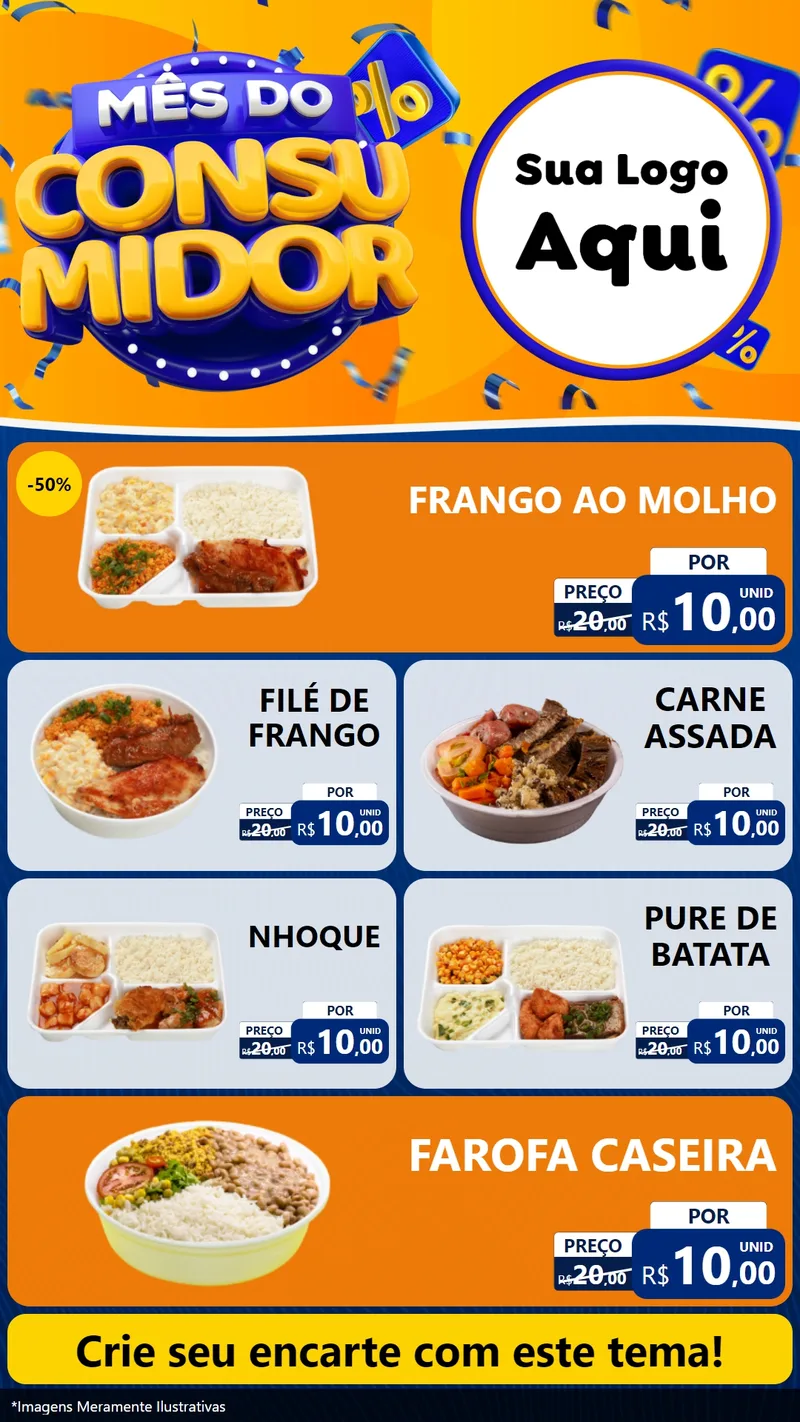 Modelo de TV para TV Vertical com o tema Mês do Consumidor para Restaurante