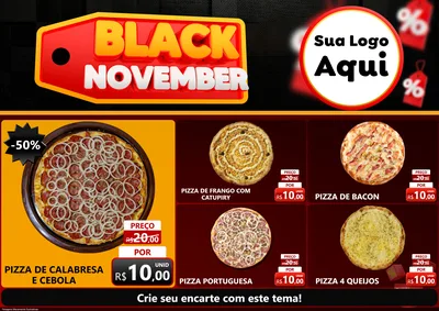 Modelo de Encarte para Encarte A4 Horizontal com o tema Black November para Pizzaria