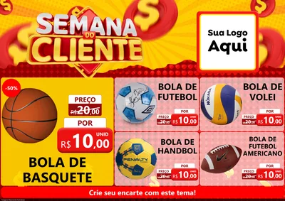 Modelo de Encarte para Encarte A4 Horizontal com o tema Semana do Cliente para Artigos Esportivos