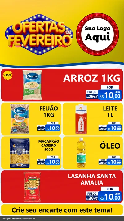 Modelo de TV para TV Vertical com o tema Ofertas de Fevereiro para Supermercado