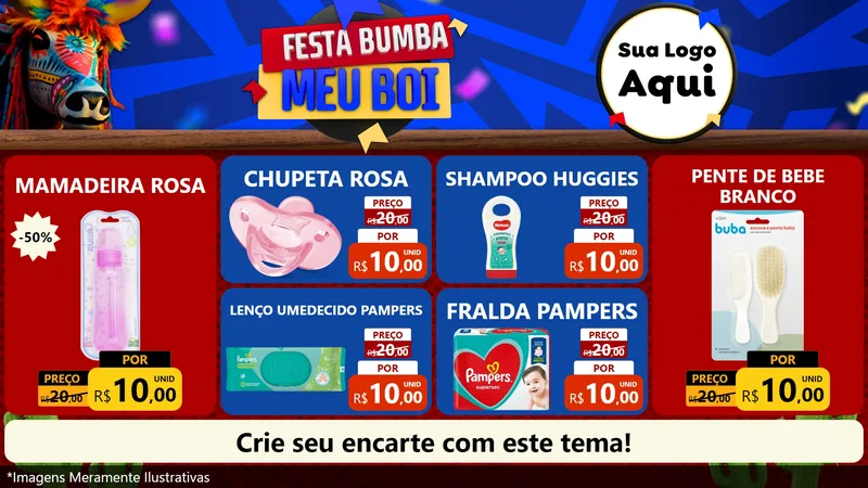 Modelo de TV para TV Horizontal com o tema Festa Bumba meu Boi para Bebês