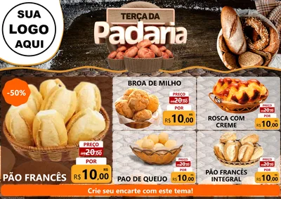 Modelo de Encarte para Encarte A4 Horizontal com o tema Terça da Padaria para Padaria