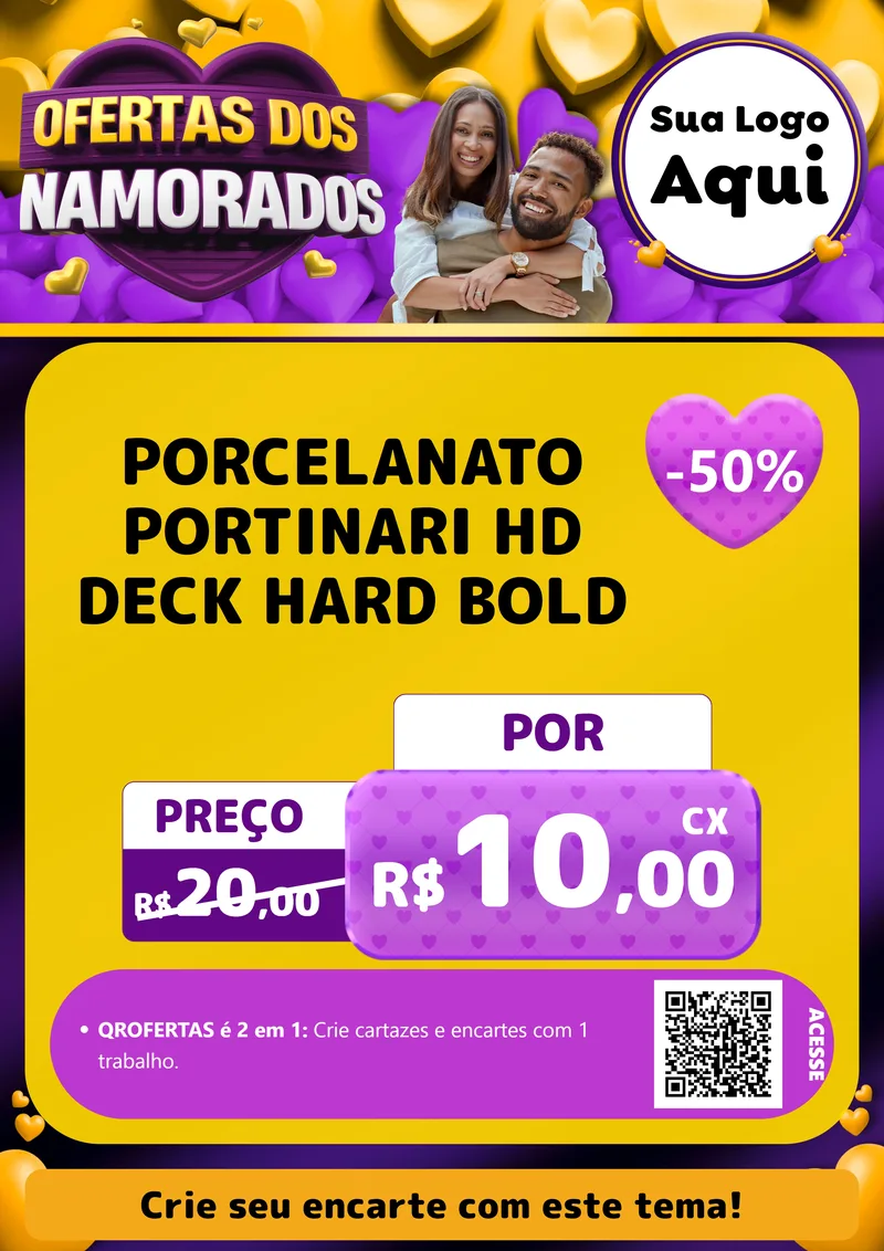 Modelo de Cartaz para Cartaz A4 Vertical com o tema Oferta Dos Namorados para Pisos e revestimentos