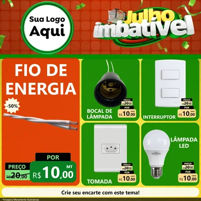 Modelo de Rede Social para Feed Facebook com o tema Julho Imbatível para Materiais Elétricos