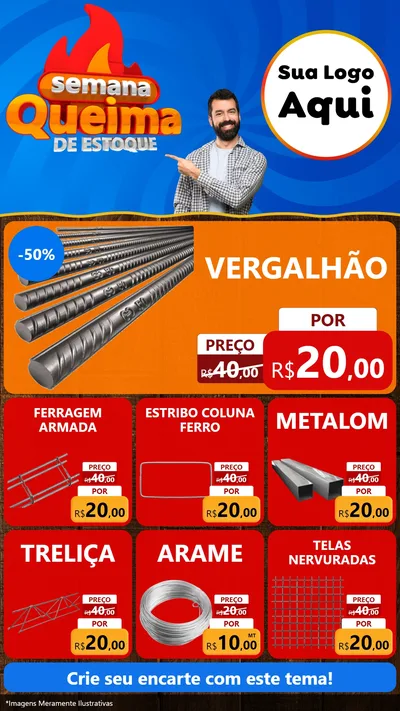 Modelo de Rede Social para Stories com o tema Semana Queima de Estoque para Ferragens