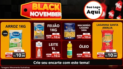 Modelo de TV para TV Horizontal com o tema Black November para Supermercado