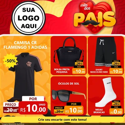 Modelo de Rede Social para Feed Facebook com o tema Mês Dos Pais para Roupas e acessórios