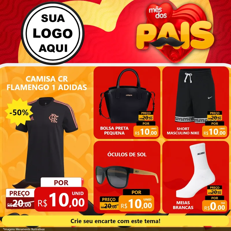 Modelo de Rede Social para Feed Facebook com o tema Mês Dos Pais para Roupas e acessórios