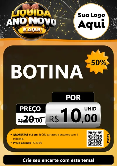 Modelo de Cartaz para Cartaz A4 Vertical com o tema Liquida Ano Novo É Aqui! para Agropecuária