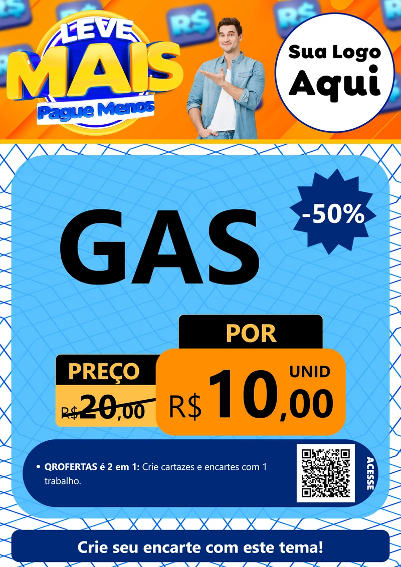 Modelo de Cartaz para Cartaz A4 Vertical com o tema Leve Mais, Pague Menos para Água e gás