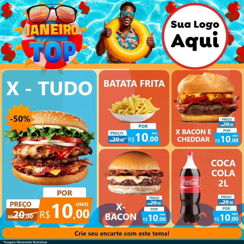 Modelo de Rede Social para Feed Facebook com o tema Janeiro Top para Hamburgueria
