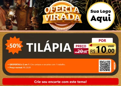 Modelo de Cartaz para Cartaz A4 Horizontal com o tema Oferta da Virada para Peixaria