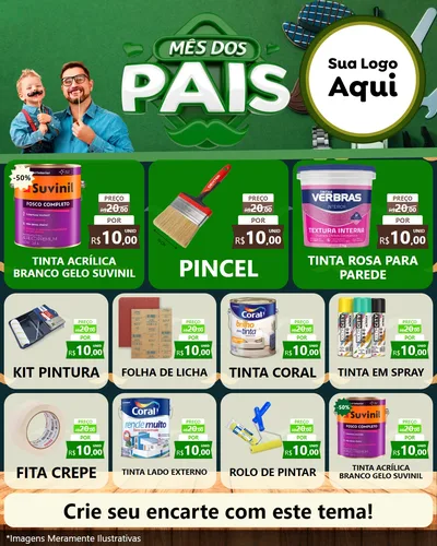 Modelo de Rede Social para Feed Instagram com o tema Mês dos Pais para Tintas e Ferramentas