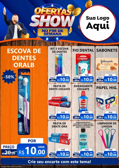 Modelo de Encarte para Encarte A4 Vertical com o tema Ofertas Show No Fim De Semana para Higiene Pessoal