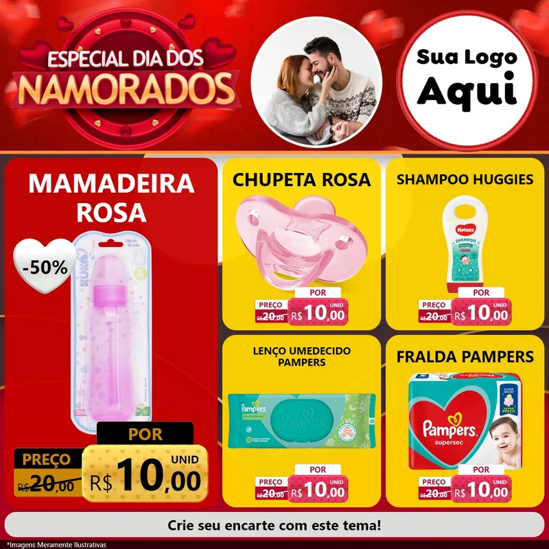 Modelo de Rede Social para Feed Facebook com o tema Especial Dia Dos Namorados para Bebês