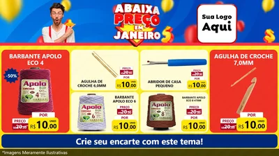 Modelo de TV para TV Horizontal com o tema Abaixa Preço em Janeiro para Armarinho e Aviamentos
