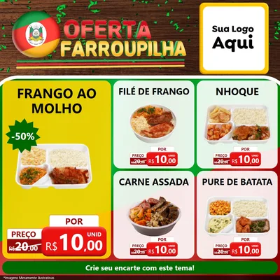 Modelo de Rede Social para Feed Facebook com o tema Oferta Farroupilha para Restaurante