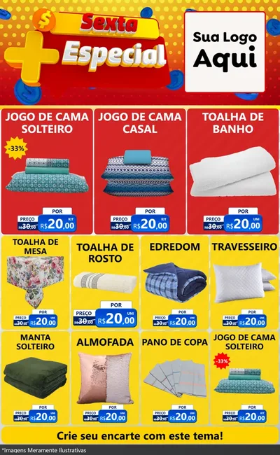 Modelo de Encarte para Encarte Grande com o tema Sexta Mais Especial para Cama, Mesa e Banho