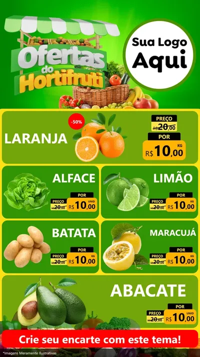 Modelo de TV para TV Vertical com o tema Ofertas do Hortifrúti para Hortifrúti