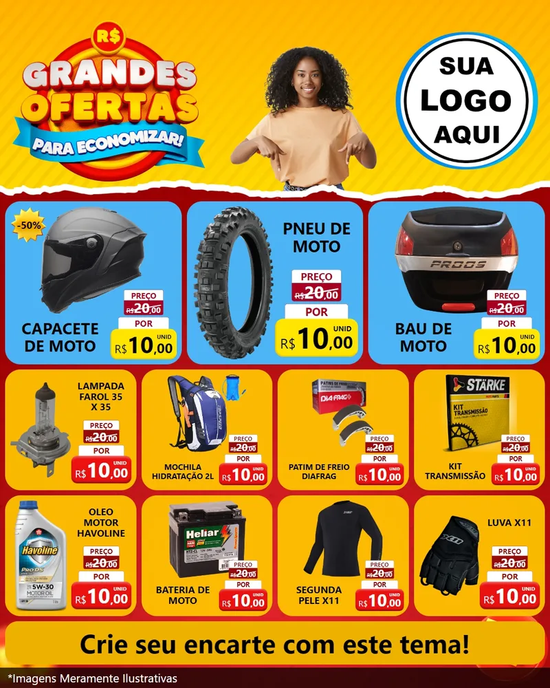 Modelo de Rede Social para Feed Instagram com o tema Grandes Ofertas Para Economizar! para Moto peças