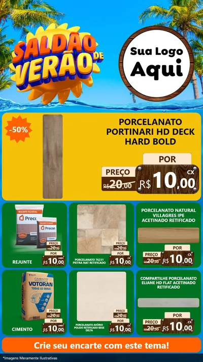 Modelo de Rede Social para Stories com o tema Saldão de Verão para Pisos e revestimentos