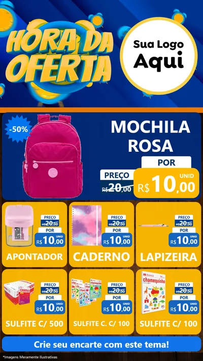 Modelo de Rede Social para Stories com o tema Hora da Oferta para Papelaria