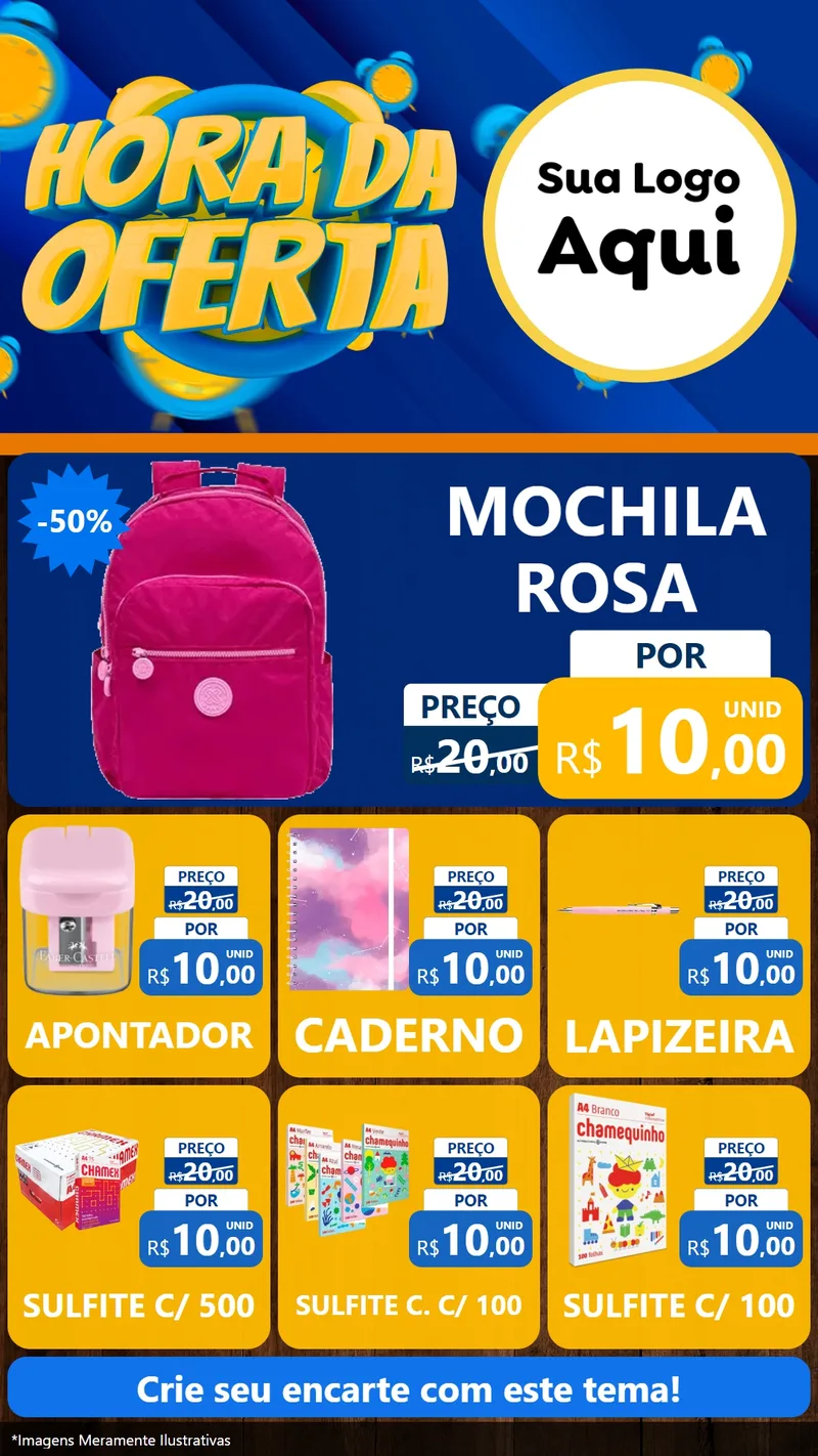 Modelo de Rede Social para Stories com o tema Hora da Oferta para Papelaria